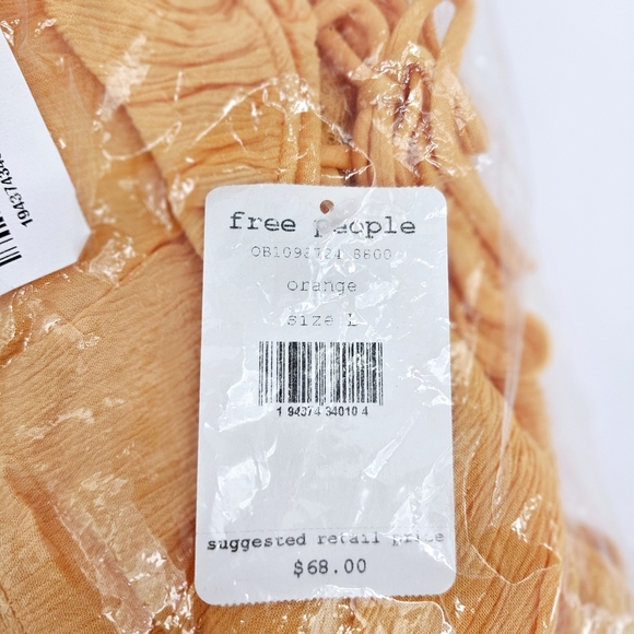 Free People Home Again Asymmetric Lace Trim Crop Top Orange NWT L - Picture 6 of 6